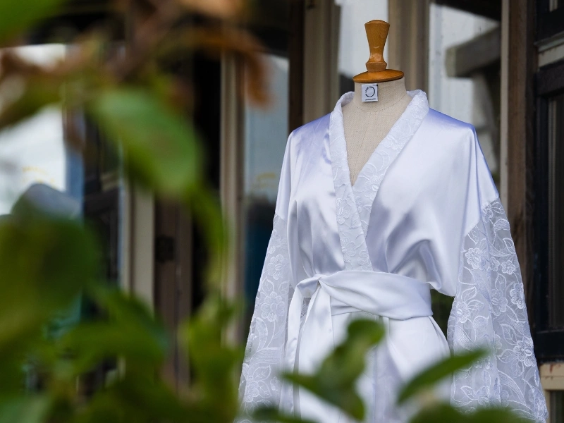 Bridal kimono made from a wedding dress by La Femme Qui Rit | Waste Alchemists