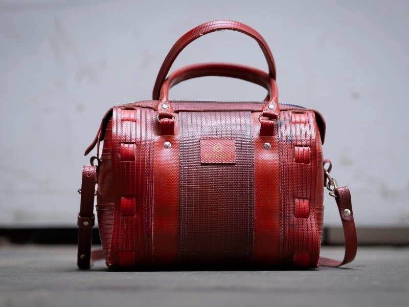 Eversom products made from upcycled fire hoses including bags and interior objects | Waste Alchemists