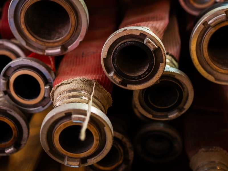 Discarded fire hoses collected by Eversom before upcycling | Waste Alchemists