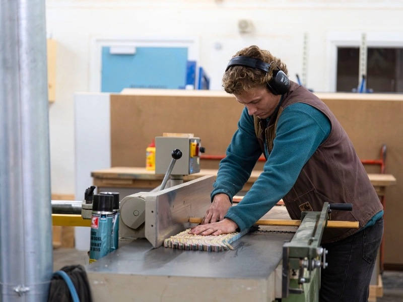 Skateriors removing grip tape and cutting skateboard decks for reuse | Waste Alchemists