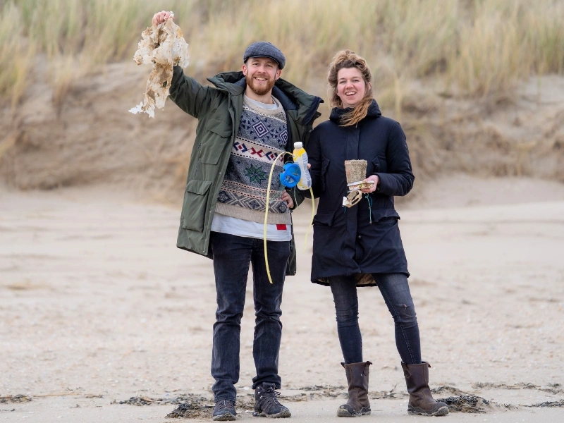 Portrait of Tosca, founder of Studio Tosca, working on recycled plastic art.