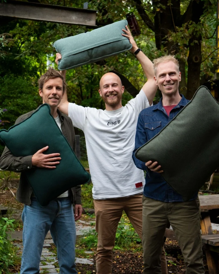 Joris and Eelco founders of Kairos Furniture circular sofa designers | Waste Alchemists