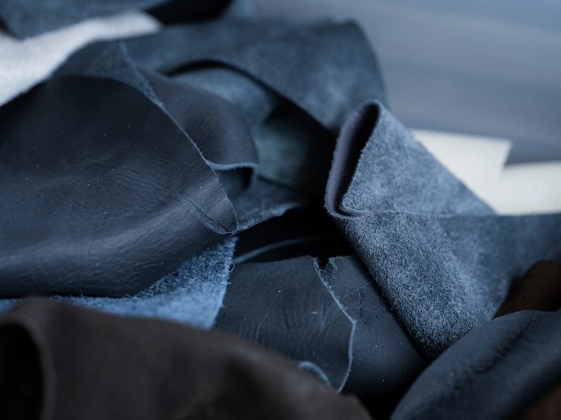 Piles of leather scraps rescued by Mooza | Waste Alchemists