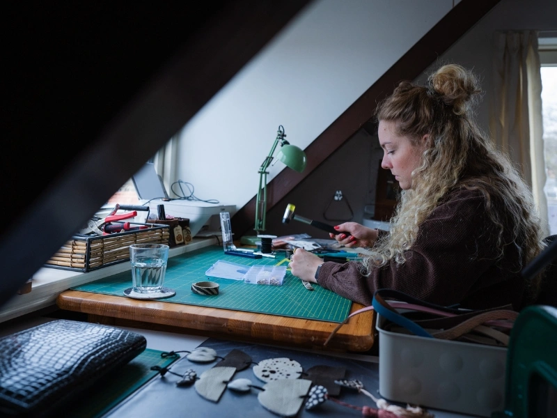 Imke from Mooza transforming leather waste into accessories | Waste Alchemists